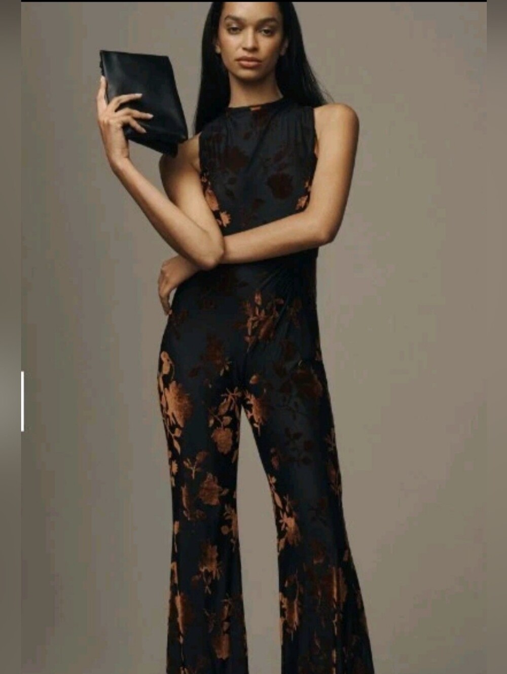 NWT Hutch From Anthropologie Velvet Burnout Floral Jumpsuit
